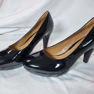 Clarks Collection Soft Cushion Black Platform High Heel Pumps Women's Size 8.5M